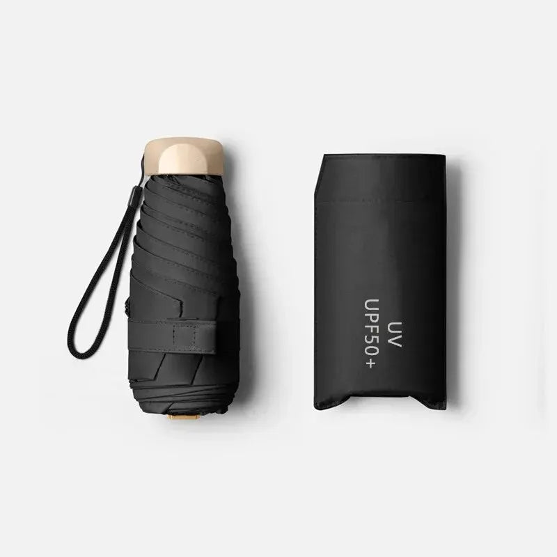 MONTRAVE Compact Travel Umbrella — UPF50+ Five-Fold Carry
