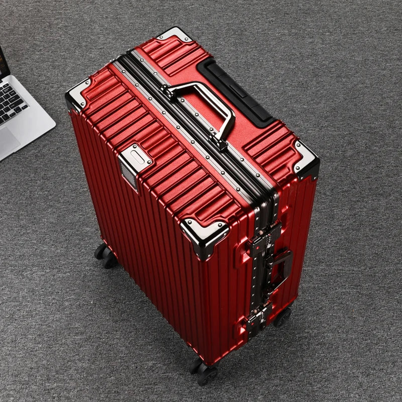 MONTRAVE Aluminum Frame Hardshell Suitcase — Red — product photo